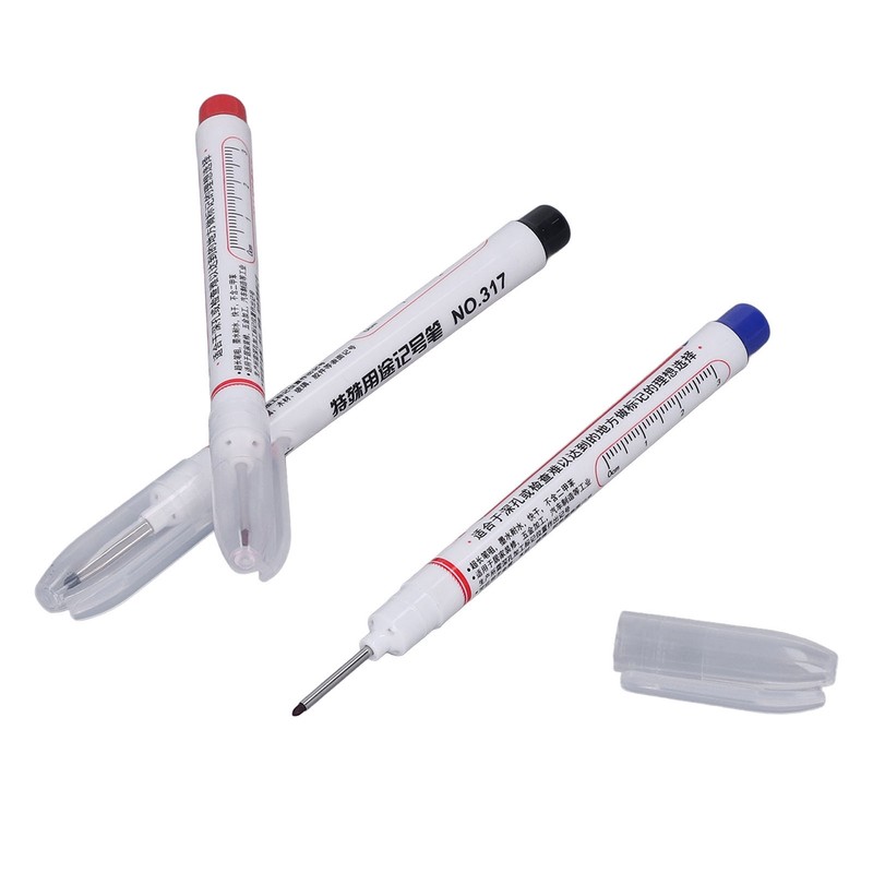 Carpenter Pencil Marker Set Multifunctional 6 Long Nib Deep Hole