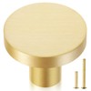QOGRISUN 10-Pack Solid Brass Cabinet Knobs, 1-Inch Diameter, Round Gold