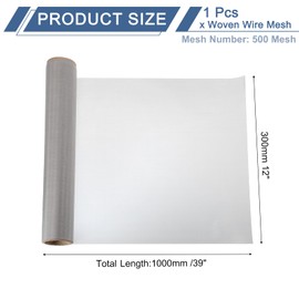 uxcell 500 Mesh 39" x 12" Woven Wire Mesh, 304 Stainless Steel Air Vent Filter Screen, Window Screen Mesh for DIY Projects Vents Cover Filtration Animals Fence