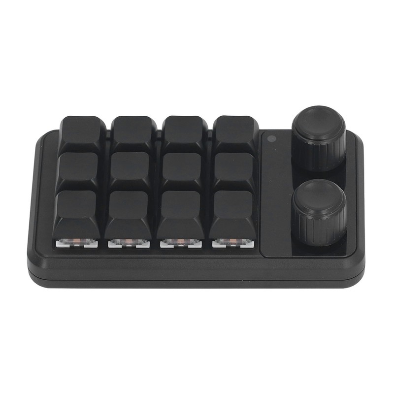 Mini Gaming Keypad 12 Keys 2 Knobs Blue Switch Black