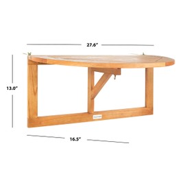 Safavieh PAT7045A Outdoor Collection Owens Natural teak wood Balcony Hanging Half Table