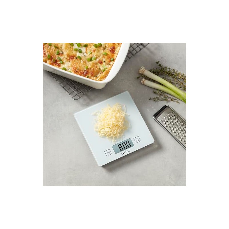 Taylor Compact Glass Kitchen Food Scale, 11 lb Capacity Digital