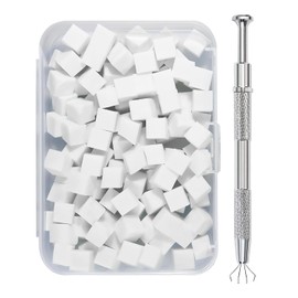 FUGLUS Pack of 100 Nail Art Sponges with Metal Gripper, Nail Sponges for Ombre, Nail Art Sponge Brush for Gradient Nail Art Patterns Creating (White)