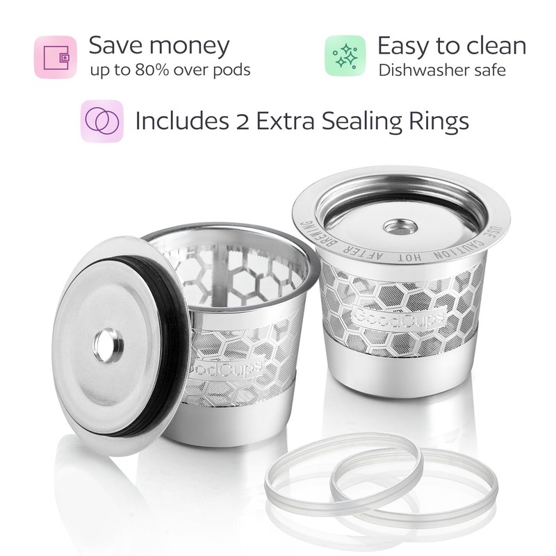 2-Pack 304 Stainless Steel Reusable K-Cup Pods Coffee Filters for