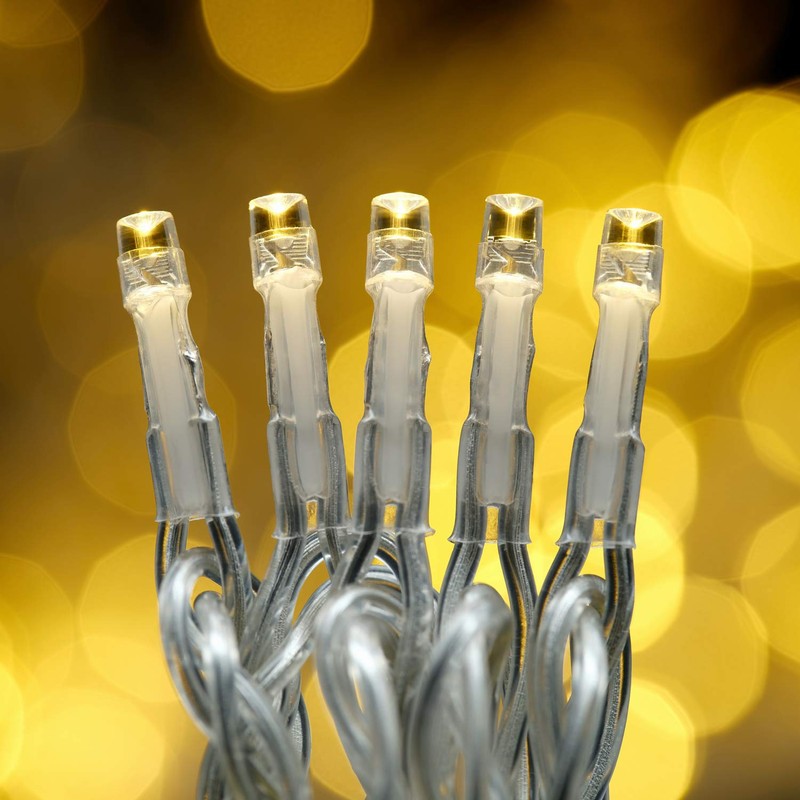 100 Feet 300 Warm White LED String Lights, Adapter with