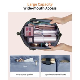 ECOHUB Travel Wash Bag for Women, Water-resistant Toiletry Bag with Wide-Open, Lightweight Makeup Cosmetic Organizer for Accessories, Recycled Saving Organizer for Full-Sized Toiletries, Green