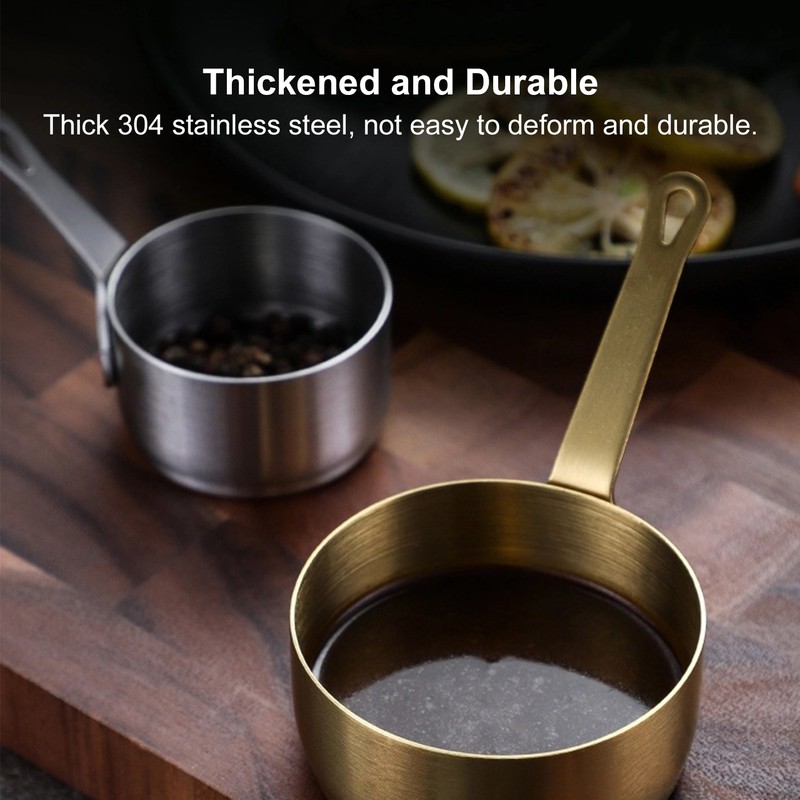 3pcs Sauce Cups Stainless Steel Sauce Dish with Handle for