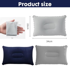 Kleine Campingkissen Aufblasbares Kissen,2 Pcs Camping Kissen Aufblasbar Reisekissen Beflockung Luftkissen Kopfkissen für Strand Outdoor Wandern, Grau+Royalblau 34x22 cm