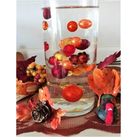 'Floating' Pumpkins, Gems & Pearls - Fall, Thanksgiving - Vase Decorations + Transparent Gels Packets