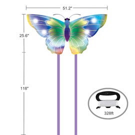 Butterfly Kite for Kids & Adults Easy to Fly, Large Kites for The Beach, Single Line Kite for Beginner, Come with 4 Long Tail and 300 FT String, Green