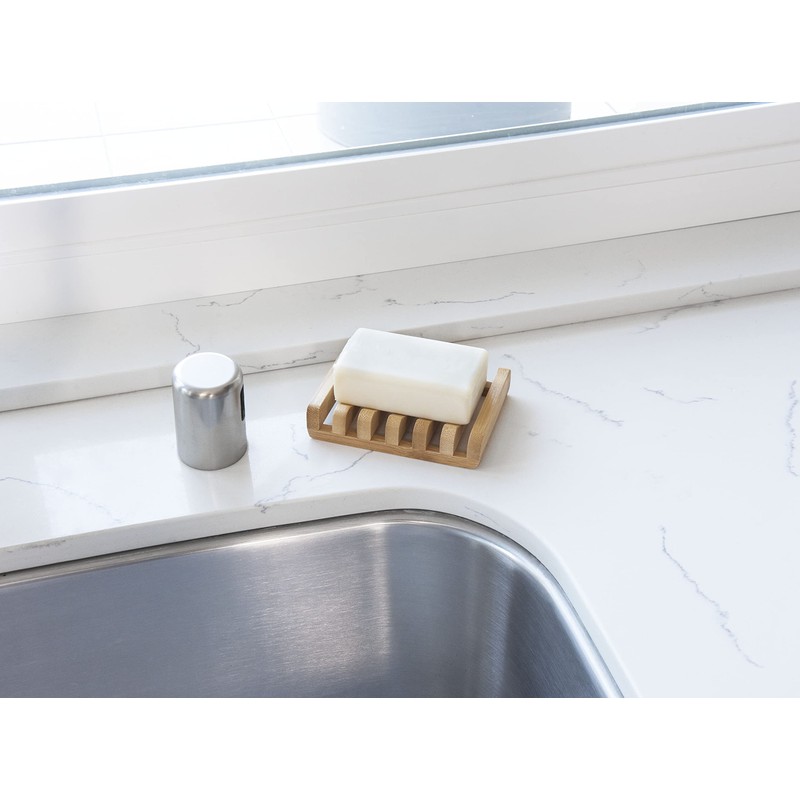 Bamboo Naturals Bar Soap Dish for Sink or Shower, Odor