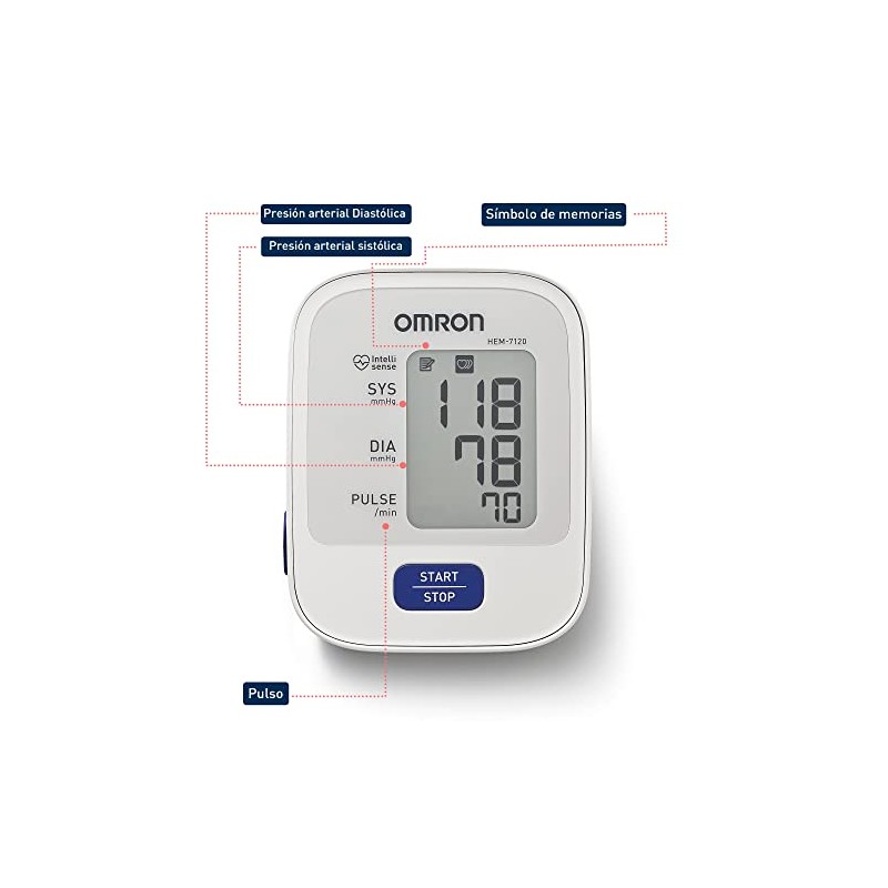 OMRON Baumanómetro automático de brazo HEM-7120 compatible con app OMRON
