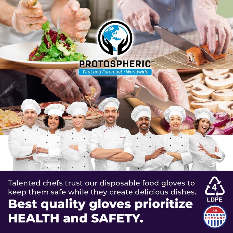 Protospheric Disposable Gloves for Food Prep - Super Poly Kitchen