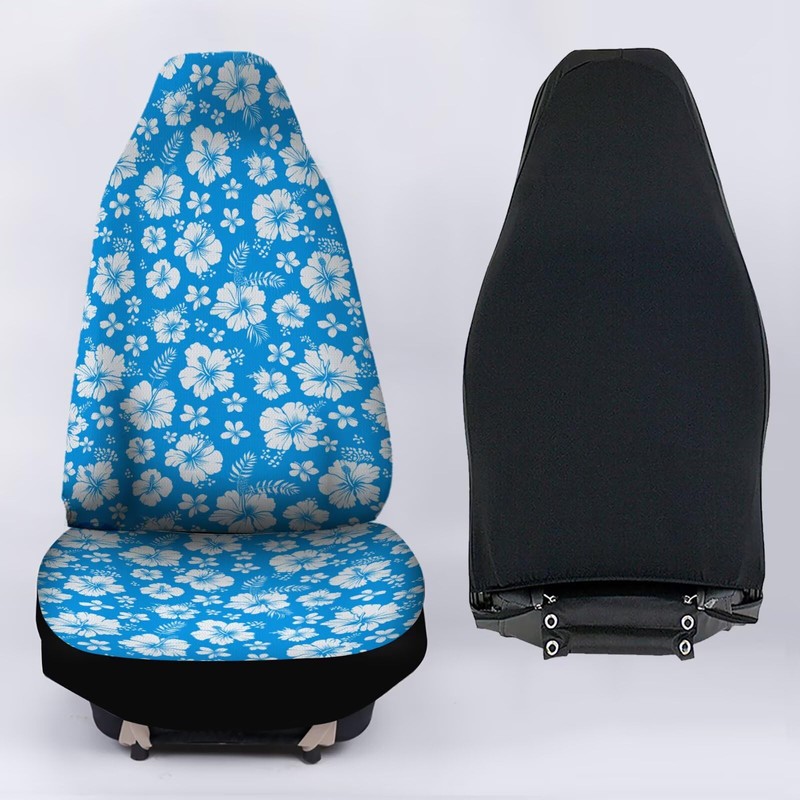 Jodoolang Blue Hibiscus Floral Front Car Seat Covers Only, 2pcs