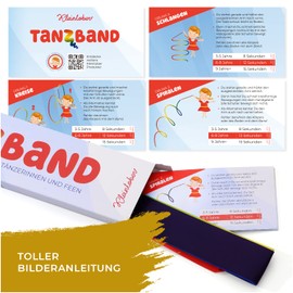 Kleintober Premium Gymnastics Band with Rod I Children's Rainbow Band I Gymnastics Band I Dance Band I with Picture Instructions for Exercises I Ideal Gift for Girls I Party Bag I Children's Birthday