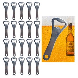 Bottle Opener Bulk,20 PCS 3.6'' Stainless Steel Beer Bottle Opener Keychain Wholesale for Bar, Restaurant,Bartender and Kitchen(Silver)
