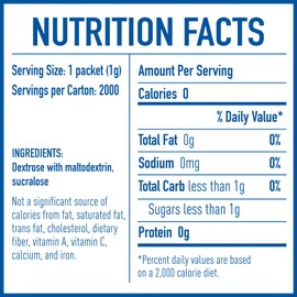 EQUAL Yellow 0 Calorie Sweetener, Sucralose Sugar Substitute, Zero Calorie Sugar Alternative Sweetener Packets, Sugar Alternative, Erythritol Free, 2000 Ct (Pack of 1)