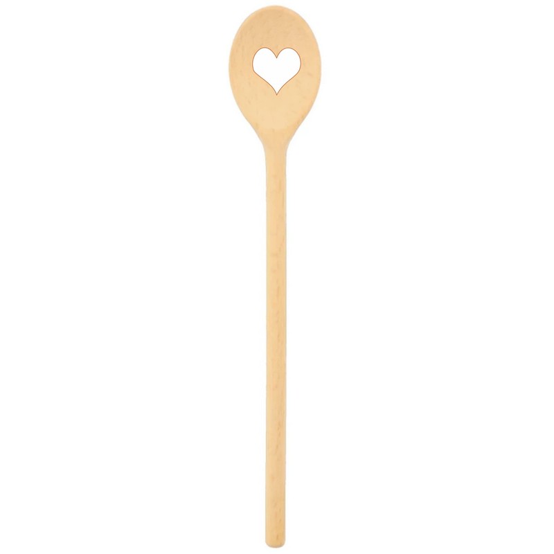 teemando 2 X Sturdy Branded Wooden Cooking Spoons with Heart
