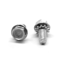 #8-32 x 3/8" Coarse Thread Machine Screw SEMS Hex Washer Head External Tooth Lockwasher Low Carbon Steel Zinc Plated Pk 100