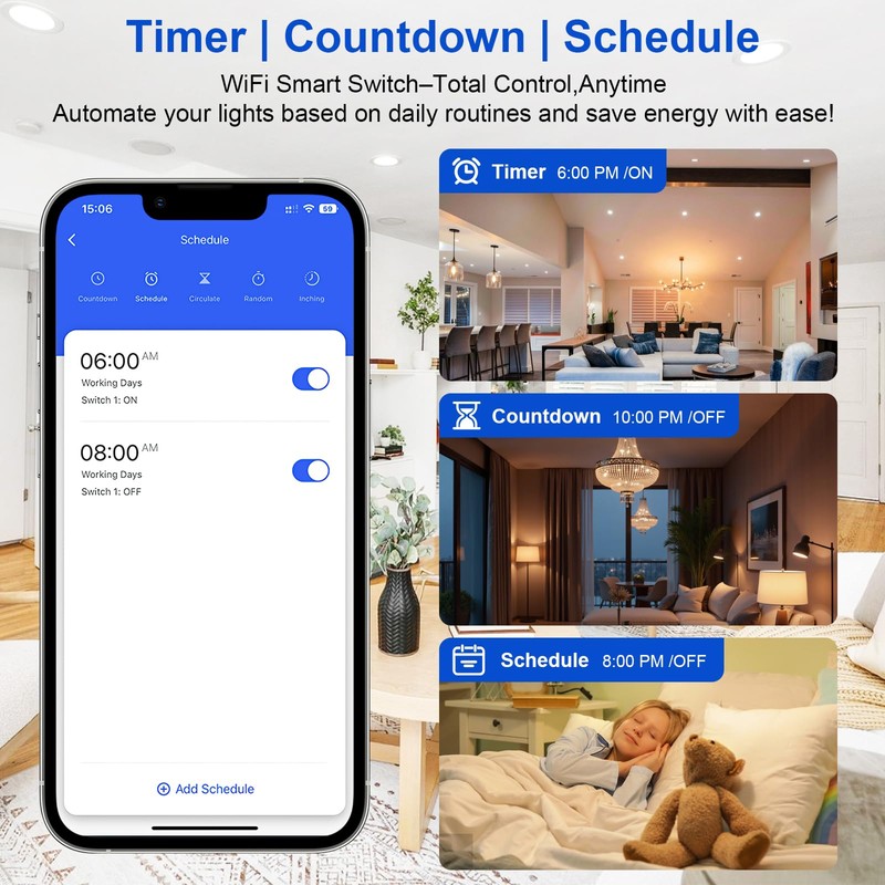 SOARFLY 4 x Smart Light Switch Module, WiFi Switch, Smart