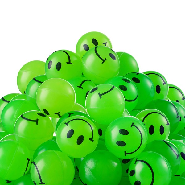 Bulk Bouncy Balls Glow in The Dark - 144 Pcs (1inch / 27mm) Diameter, High Bouncing, Small Rubber Smile Face Bouncing Balls for Kids, Vending Machines, Game Prize Toys, Party Favor, Gift Bag Filler
