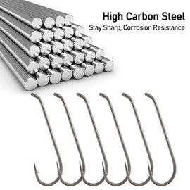 Dr.Fish 100 Pack Wet Fly Hooks Fly Tying Hooks Black Nickel High Carbon Steel Fly Tying Material Accessories Trout Salmon Fishing Hooks Freshwater Saltwater Fishing Wet-Gold #10