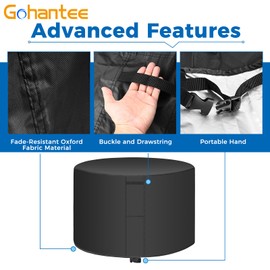 gohantee Round Garden Furniture Covers Waterproof, Garden Table Cover 420D Round Patio Table Cover, Patio Outdoor Circular Table Cover Windproof Anti-UV, RipProof (120x75cm)