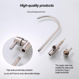 YIYONGSPINS Drinking Water Faucet for Most Reverse Osmosis and Water Filtration.Sink Faucet SUS304 Stainless Steel Brushed Nickel.Includes 3/8" Adapter, Straight Connector, 1/2" Quick-Connect Fitting