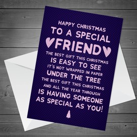 RED OCEAN HAPPY CHRISTMAS CARD Funny Best Friend BFF Mate Joke Tree Friendship