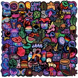 PRETTYSUNSHINE Aufkleber Stickers Set 200 Stück, Wasserfest Vinyl Stickers Graffiti Style Decals für Laptop Koffer Helm Motorrad Skateboard Auto Fahrrad Computer Vintage Neon Sticker