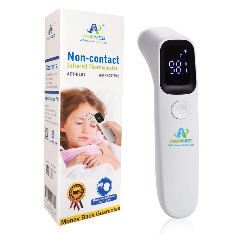Amplim Forehead Thermometer | No-Touch, FDA-Cleared, Medical-Grade Infrared | 1-Second