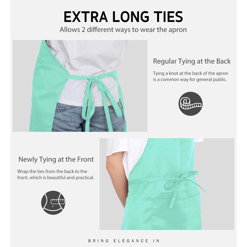 Syntus 2 Pack Adjustable Bib Apron Waterdrop Resistant with 2