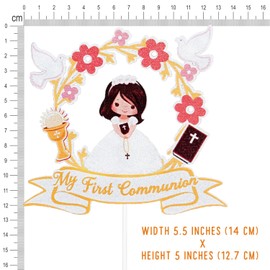 DoraDream My First Communion Cake Topper, Baptism Cake Dcor, Christening Party Supplies, God Bless, First Holy Communion Decoration for Girls