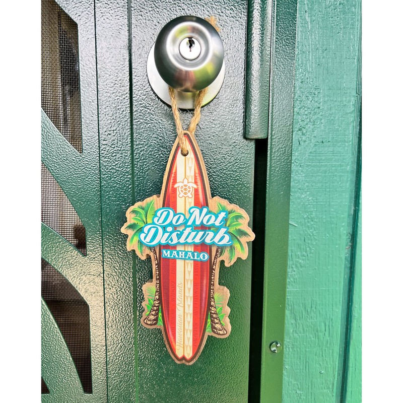 Do not Disturb Welcome Hawaii Surfboard Door Knob Hanger Aloha