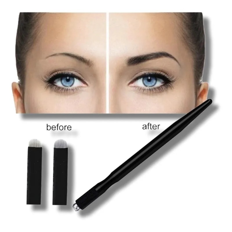 Set 10 Agujas Microblading Navajas Pin O Lengua De Gato