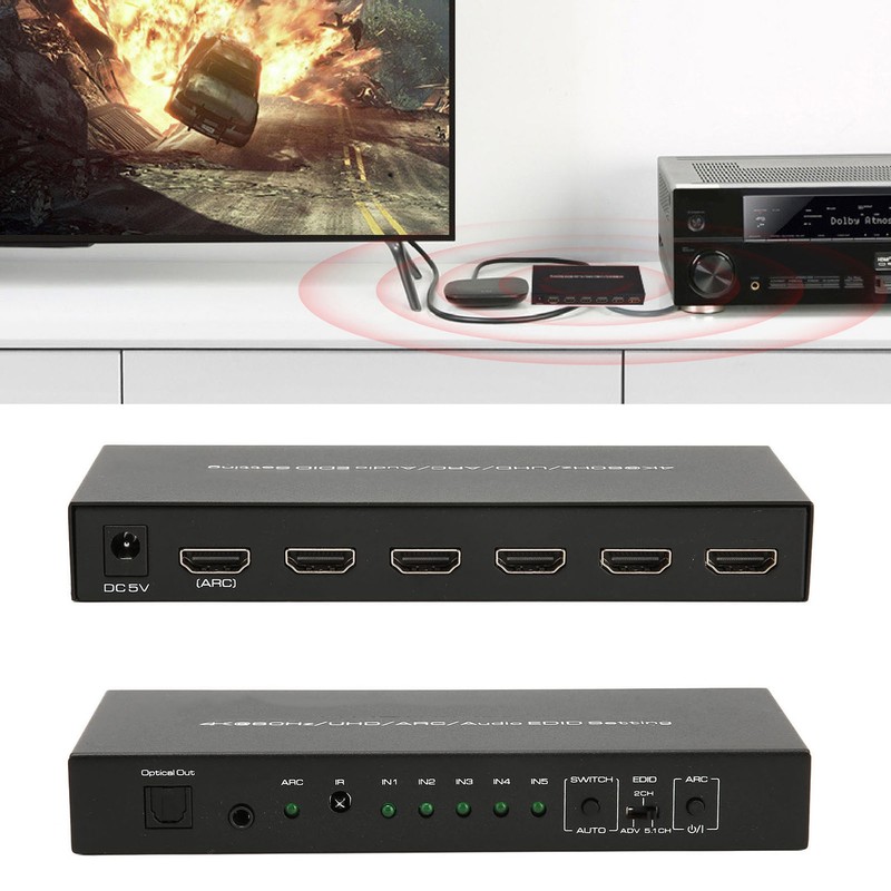 HDR HD Multimedia Interface Sound Extractor 5 Port 18Gbps Sound