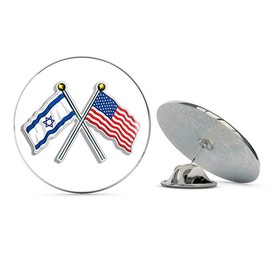 NYC Jewelers USA and Israel Waving Flags on Poles (American Isreali Jewish) Metal 0.75" Lapel Hat Pin Tie Tack Pinback