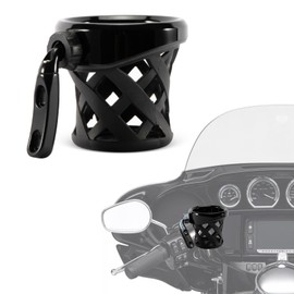 PSLER Motorcycle Drink Cup Holder Handlebar Mount Universal for Dyna Fat Bob Touring Road Glide Street Electra Glide Softail 1996-up Goldwing GL1800 2018-up