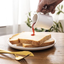 TAMAYKIM 4.5 oz Ceramic Cream Jugs, Small Creamer Pitcher with Handle, White Porcelain Classic Creamers for Coffee, Tea, Milk, Jam, Sauces, 6 Pack