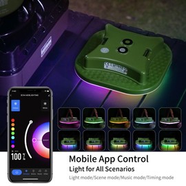MOSLIGHTING Camping Lantern Rechargeable,LED Smart Light Bluetooth Control by Tuya APP,Music Sync RGB LED Camping Lights,16500mAh Outdoor Light with Magnet Base,16 Million DIY Colors Tent Lights ly01