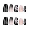 Black Gradient Press on Nails Medium Coffin Shaped Fake Nails
