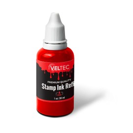Veltec Self-Inking Stamp Refill Ink, Squeeze Bottle – 1 oz. (Red)