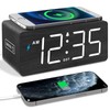 DreamSky Wooden Digital Alarm Clock with Wireless Charging for Bedroom,
