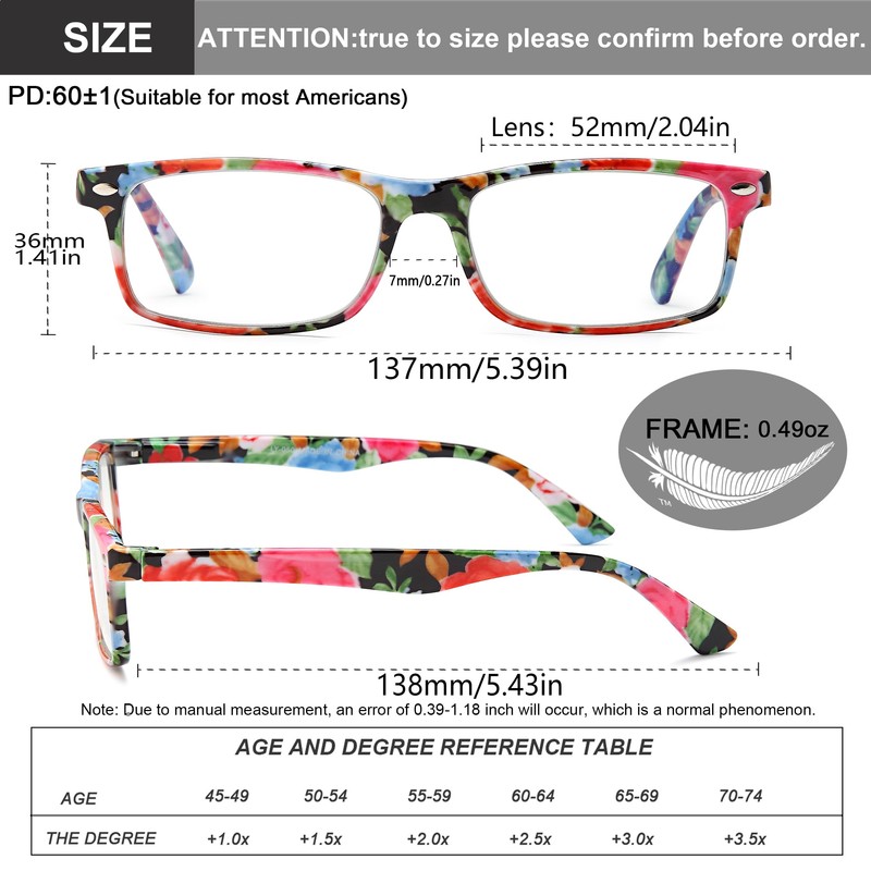 YTDBNS Reading Glasses for Women, Stylish Blue Light Blocking Readers,