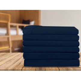 Elegant Comfort 6-Pack Fitted Bottom Sheets 1500 Thread Count Premium Hotel Quality, Deep Pocket, Wrinkle-Free, Stain and Fade Resistant, 6PACK Fitted Sheet, Twin/Twin XL, Navy
