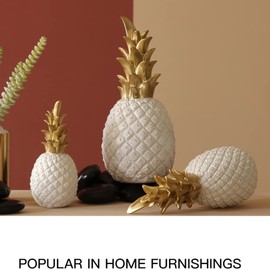 PIGPIGFLY Pineapple Ornaments Modern Resin Pineapple Crafts Household Decorative Pineapple Simulation Fruit Ornaments for Home Cabinet Table Party Photograp Prop Shop Display Decoration 9.9"