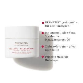 ARGAND'OR Vegan Argan Oil Care Cream 50 ml for Normal and Sensitive Skin Moisturising Face Care Day Cream and Night Cream Ideal Makeup Pad Vegan