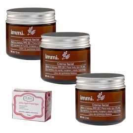 Immi Piezas Crema Facial Karité Incienso Ácido Hialurónico Jabón 50gr Artesanal