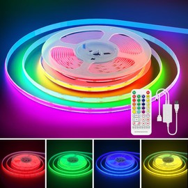 FCOB COB RGB LED Tape Light USB 576LEDs/m 2M 4PIN RGB High Density Flexible 8mm Width Strip Light with DC 5V USB Controller Bluetooth Music Sync APP Control IR Remote Dimmable Color Changeable