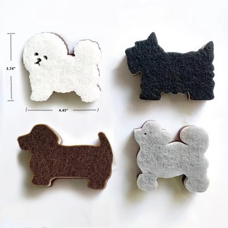Kitchen Sponge Cute Dog Sponge Three-Layer Dog Cleaning Sponge Pet
